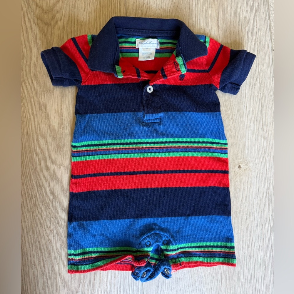 Ralph Lauren Multicolor Striped Baby Romper